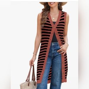 V Neck Striped Fall Sweater Vest/Dress/Cardigan #1082 NWOT